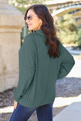 Basic Bae Full Size Ribbed Seam Mock Neck Knit Top - Chic and Comfortable